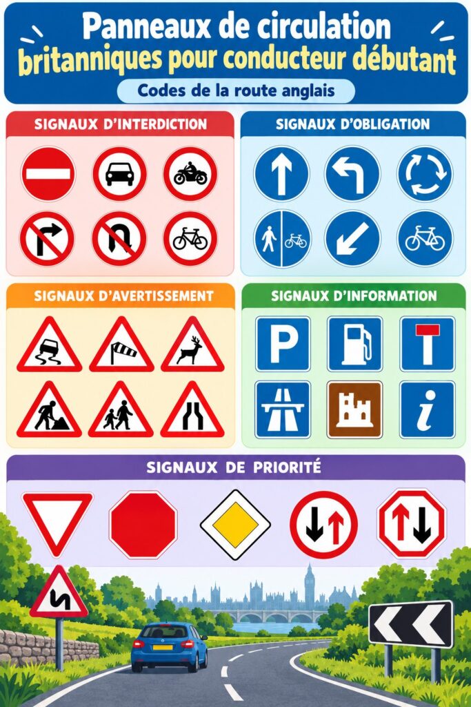 Panneaux de signalisation routière au Royaume-Uni