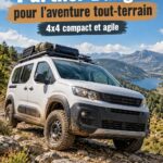 Peugeot Partner Dangel sur un chemin de terre, prêt pour l'aventure tout-terrain.