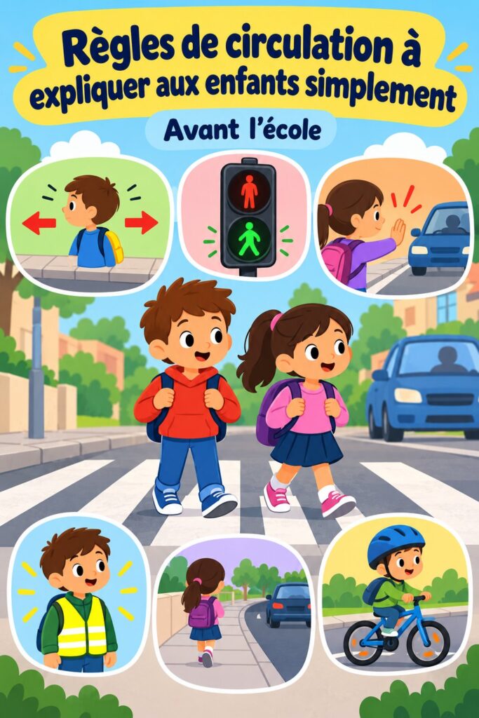 Enfants jouant ensemble tout en apprenant les règles de circulation