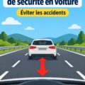 Une femme au volant respectant la distance de sécurité avec le véhicule devant elle.