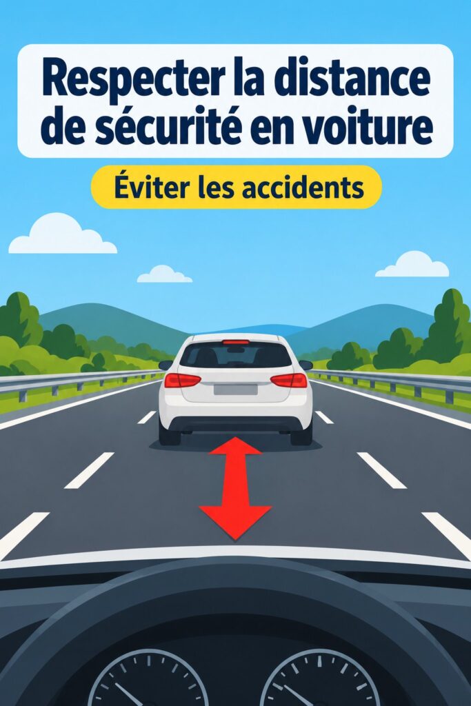 Une femme au volant respectant la distance de sécurité avec le véhicule devant elle.