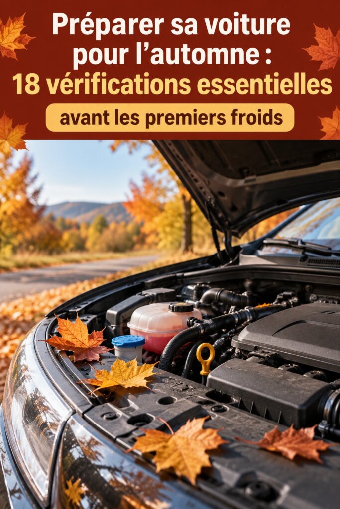 Une femme vérifiant l'état de sa voiture avant l'automne.